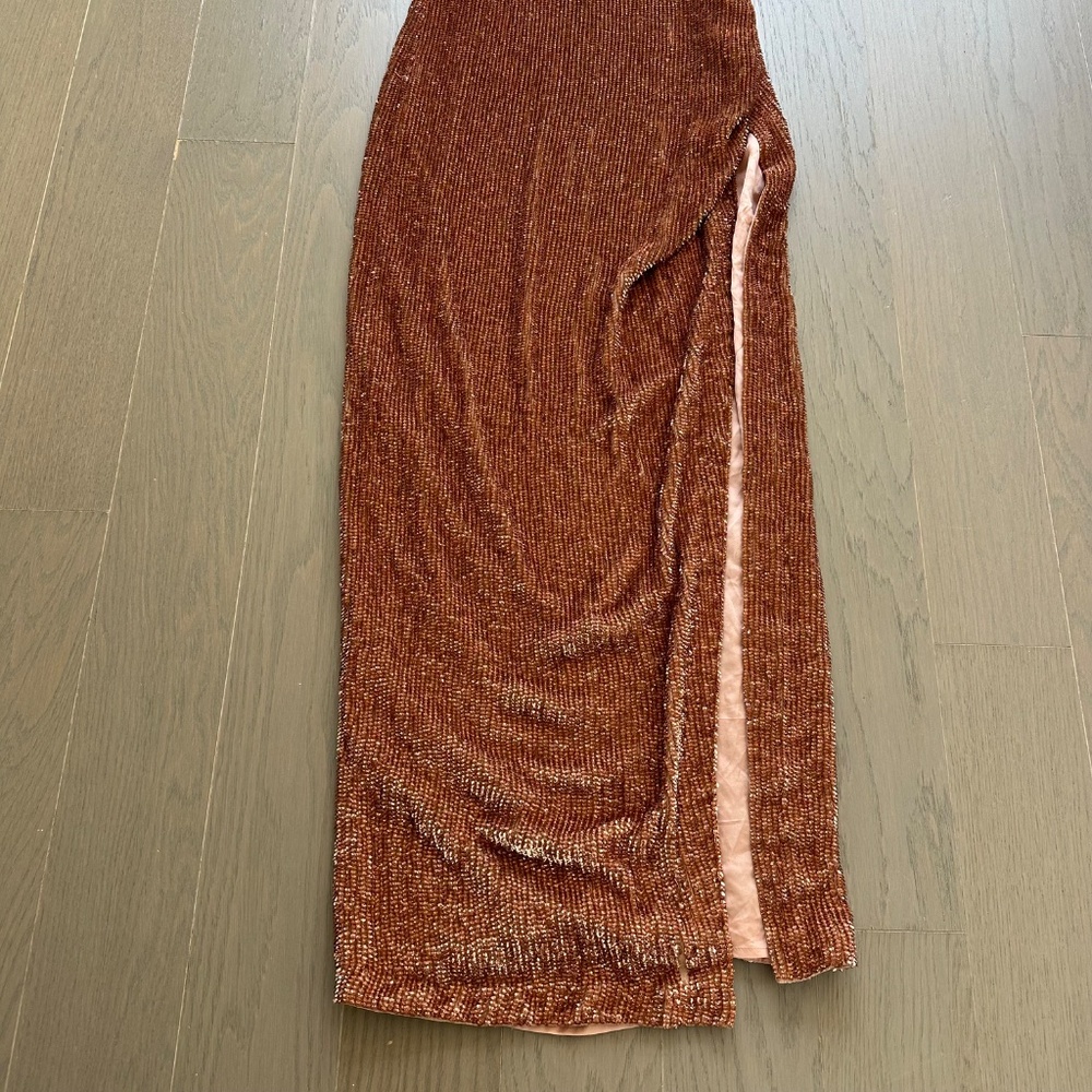 Retrofete KATYA sequin maxi dress drape gown - bronze - LARGE - with tags - Picture 4 of 11